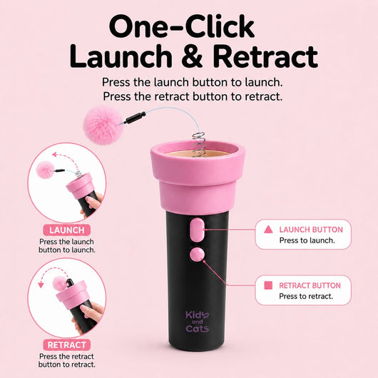 Electric Cat Teaser Launcher with One-Click Launch & Retract