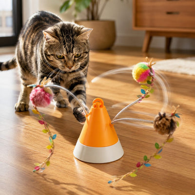 Komavic Rotating Cat Teaser Toy 360° Interactive Play