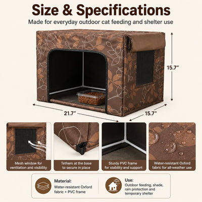 Komavic Outdoor Cat Feeding Shelter Weather-Resistant Cover