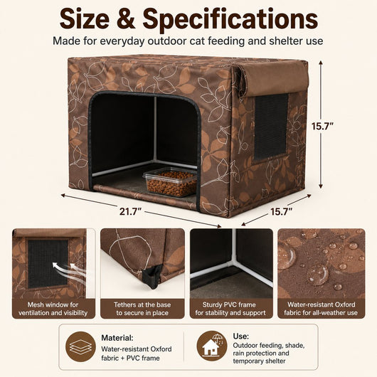 Komavic Outdoor Cat Feeding Shelter Weather-Resistant Cover