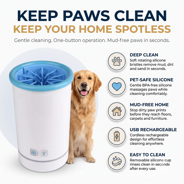 Automatic Dog Paw Cleaner Cup with Soft Silicone Bristles | USB Rechargeable for Mud-Free Paws