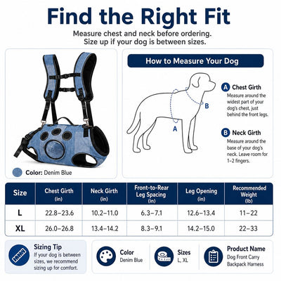 Komavic Denim Hands-Free Dog Carrier Backpack