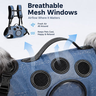 Komavic Denim Hands-Free Dog Carrier Backpack