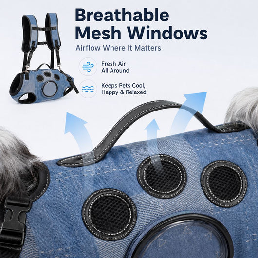 Komavic Denim Hands-Free Dog Carrier Backpack