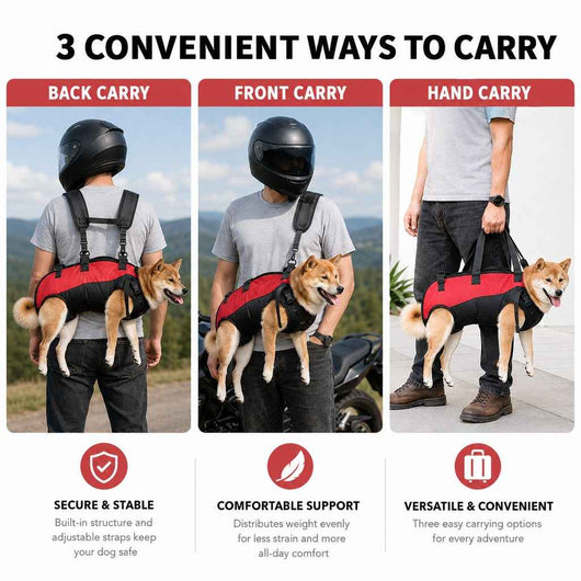 Paws in Awe Hands-Free Dog Carrier Harness Backpack for Walks, Hiking & Travel — Carry Tired Small & Medium Dogs Comfortably