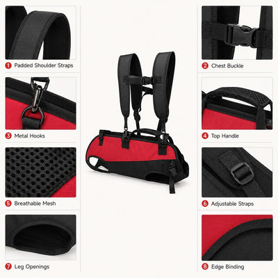 Komavic Hands-Free Dog Carrier Harness Backpack for Walks, Hiking & Travel