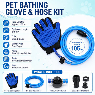 Komavic Pet Bathing Glove with Hose