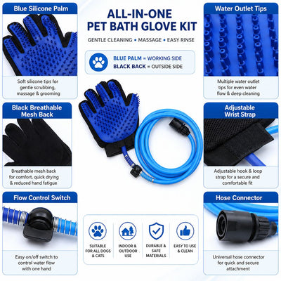 Komavic Pet Bathing Glove with Hose