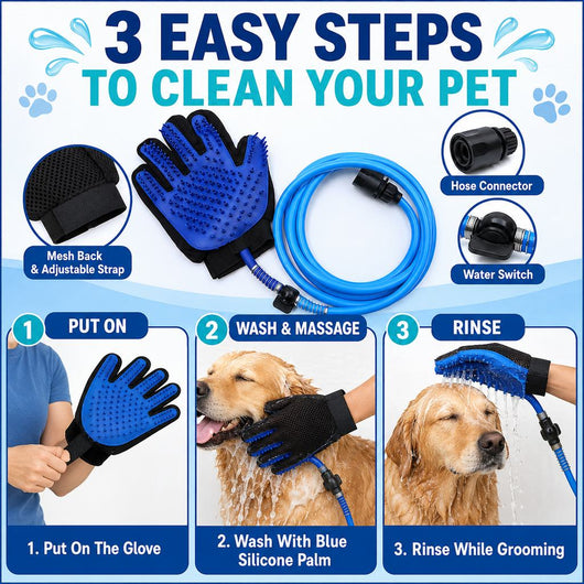 Komavic Pet Bathing Glove with Hose