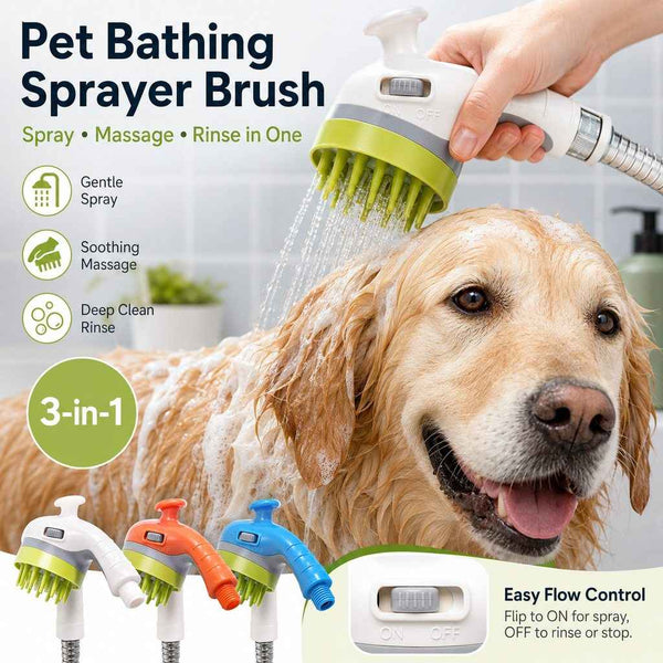 3-in-1 Pet Bathing Sprayer Brush for Dogs & Cats