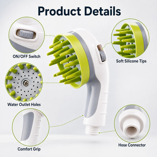 3-in-1 Pet Bathing Sprayer Brush for Dogs & Cats