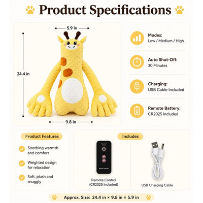 Komavic Heated Pet Comfort Plush Companion