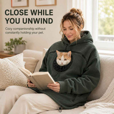 Paws in Awe Hands-Free Pet Carrier Hoodie – Cozy Front Pouch for Cats & Small Dogs at Home & Everyday Outings