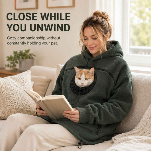 Paws in Awe Hands-Free Pet Carrier Hoodie – Cozy Front Pouch for Cats & Small Dogs at Home & Everyday Outings