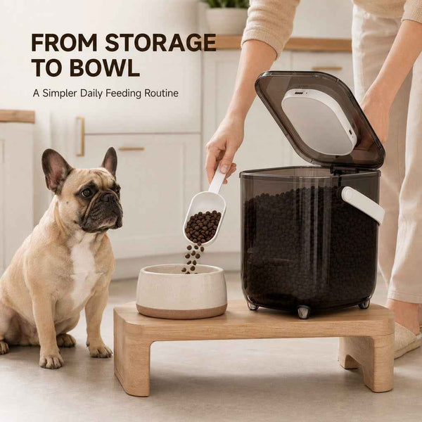 Paws in Awe 10L Automatic Vacuum Pet Food Storage Container for Pantry & Feeding Stations - Helps Reduce Air Exposure Between Meals