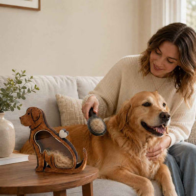 Paws in Awe Wooden Pet Fur Keepsake Box for Grooming Memories & Pet Loss - Display Their Fur Instead of Hiding It Away