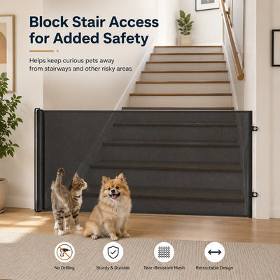 No-Drill Retractable Pet Gate for Doorways