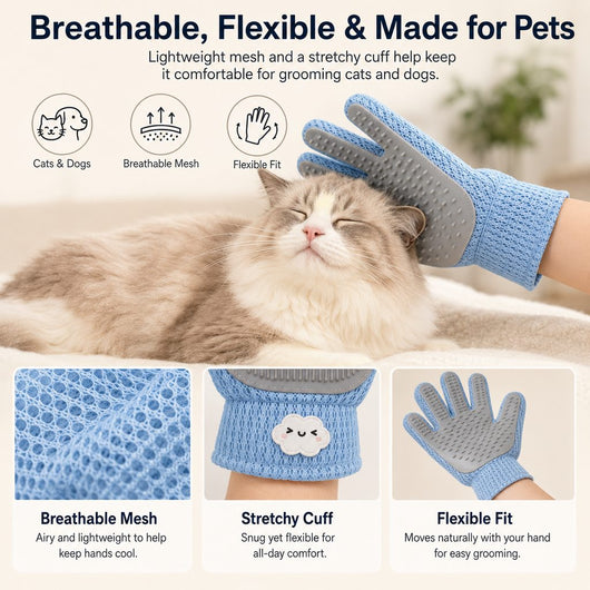 Komavic Dual-Sided Pet Grooming Glove - Deshedding & Massage for Cats & Dogs