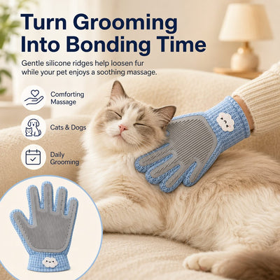 Komavic Dual-Sided Pet Grooming Glove - Deshedding & Massage for Cats & Dogs