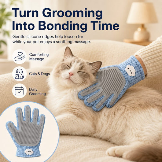 Komavic Dual-Sided Pet Grooming Glove - Deshedding & Massage for Cats & Dogs