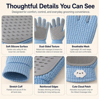 Komavic Dual-Sided Pet Grooming Glove - Deshedding & Massage for Cats & Dogs