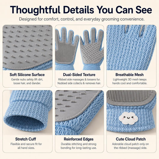 Komavic Dual-Sided Pet Grooming Glove - Deshedding & Massage for Cats & Dogs