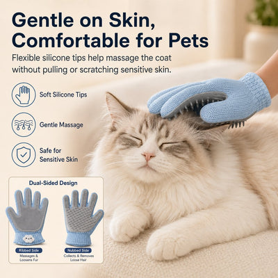 Komavic Dual-Sided Pet Grooming Glove - Deshedding & Massage for Cats & Dogs