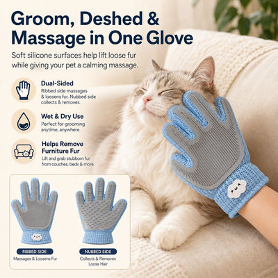 Komavic Dual-Sided Pet Grooming Glove - Deshedding & Massage for Cats & Dogs