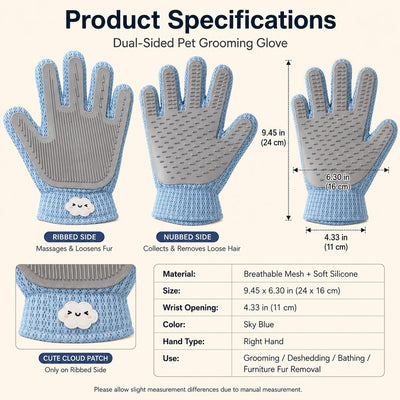 Komavic Dual-Sided Pet Grooming Glove - Deshedding & Massage for Cats & Dogs
