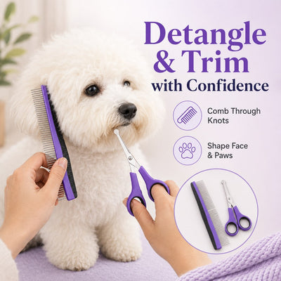 9-Piece Pet Grooming Kit for Dogs & Cats – At-Home Grooming Solution for Shedding, Nail Care & Detangling (Travel-Friendly Case)