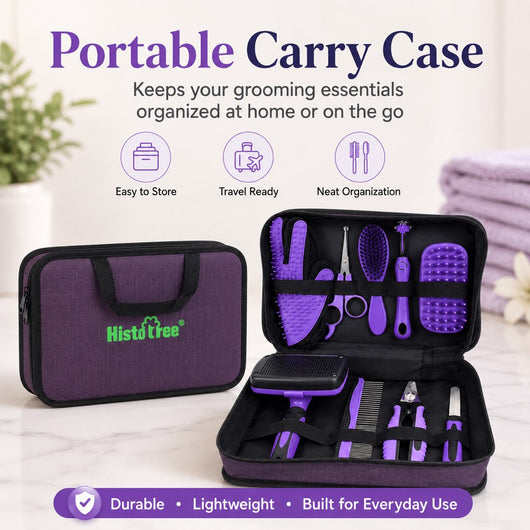 9-Piece Pet Grooming Kit for Dogs & Cats – At-Home Grooming Solution for Shedding, Nail Care & Detangling (Travel-Friendly Case)