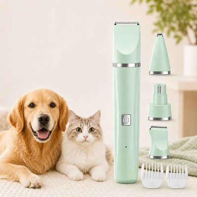 Paws in Awe 4-in-1 Cordless Pet Grooming Trimmer for Dogs & Cats - At-Home Paw, Face & Body Hair Touch-Ups for Nervous Pets