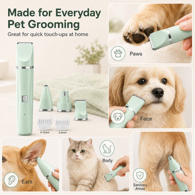 4-in-1 Cordless Pet Grooming Trimmer for Dogs & Cats