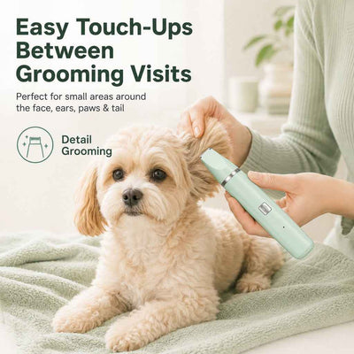 Paws in Awe 4-in-1 Cordless Pet Grooming Trimmer for Dogs & Cats - At-Home Paw, Face & Body Hair Touch-Ups for Nervous Pets