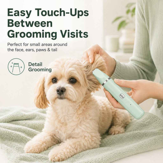 Paws in Awe 4-in-1 Cordless Pet Grooming Trimmer for Dogs & Cats - At-Home Paw, Face & Body Hair Touch-Ups for Nervous Pets