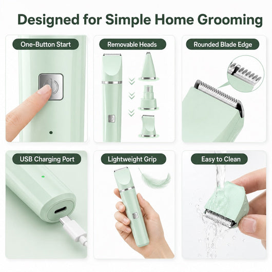 4-in-1 Cordless Pet Grooming Trimmer for Dogs & Cats