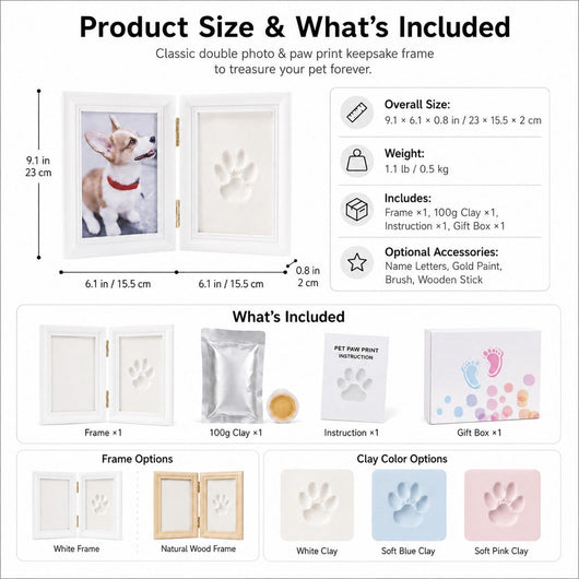 Komavic DIY Pet Paw Print Frame Kit with Clay