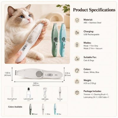 Komavic Pet Paw Trimmer Built-In Vacuum Groomer