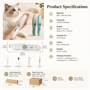 Komavic Pet Paw Trimmer Built-In Vacuum Groomer