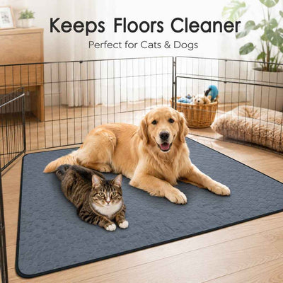Paws in Awe Reusable Washable Pet Pee Pad for Cats & Dogs - Absorbent Non-Slip Floor Mat for Indoor Potty Training, Playpens & Crates