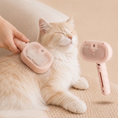 Komavic Pet Spray Grooming Brush for Cats & Dogs - Gentle Mist De-Shedding Comb for Loose Fur, Flying Hair & Daily Coat Care