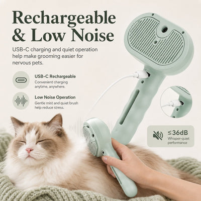 Komavic Pet Spray Grooming Brush for Cats & Dogs - Gentle Mist De-Shedding Comb for Loose Fur, Flying Hair & Daily Coat Care