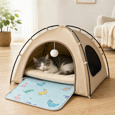 Komavic Pet Tent Bed Foldable with Cooling Mat