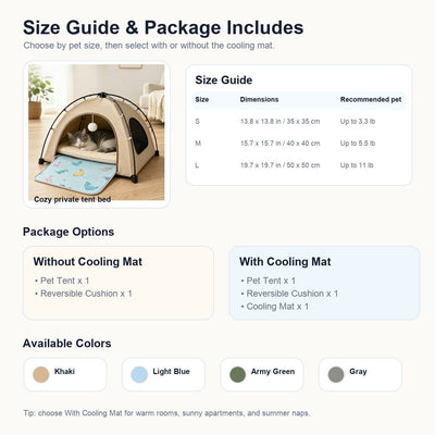 Komavic Pet Tent Bed Foldable with Cooling Mat