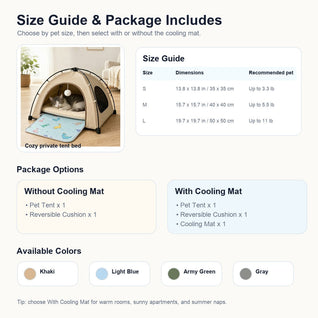 Komavic Pet Tent Bed Foldable with Cooling Mat