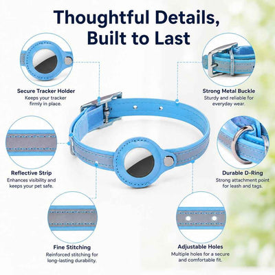Paws in Awe AirTag-Compatible Reflective Pet Tracking Collar for Cats & Small Dogs - Secure Holder for Outdoor Adventures & Night Visibility