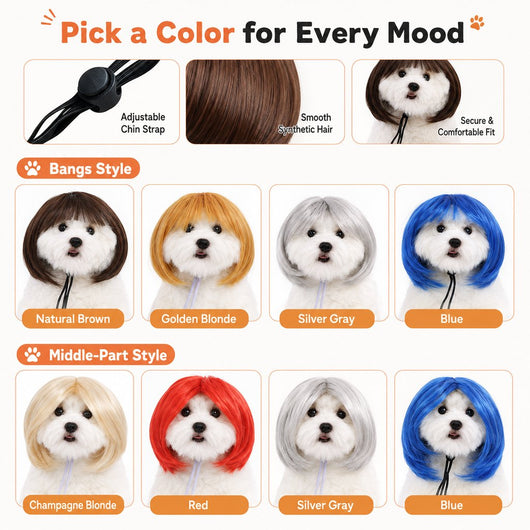 Komavic Pet Wig Funny Bob Costume for Photos