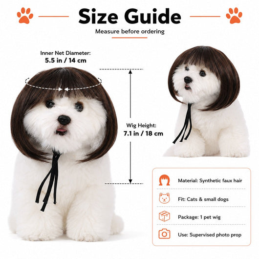 Komavic Pet Wig Funny Bob Costume for Photos