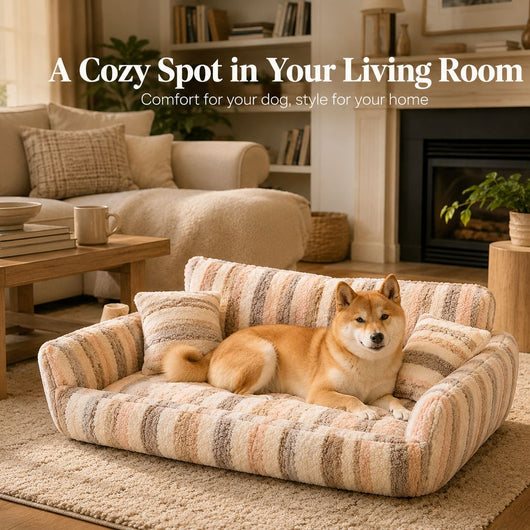 Komavic Plush Dog Sofa Bed with Bolster Support