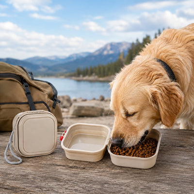 Komavic Portable 2-in-1 Folding Pet Bowl